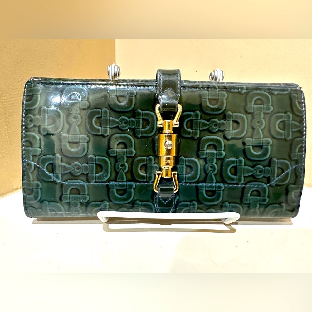 Gucci Dark Green Wallet with Gold Hardware